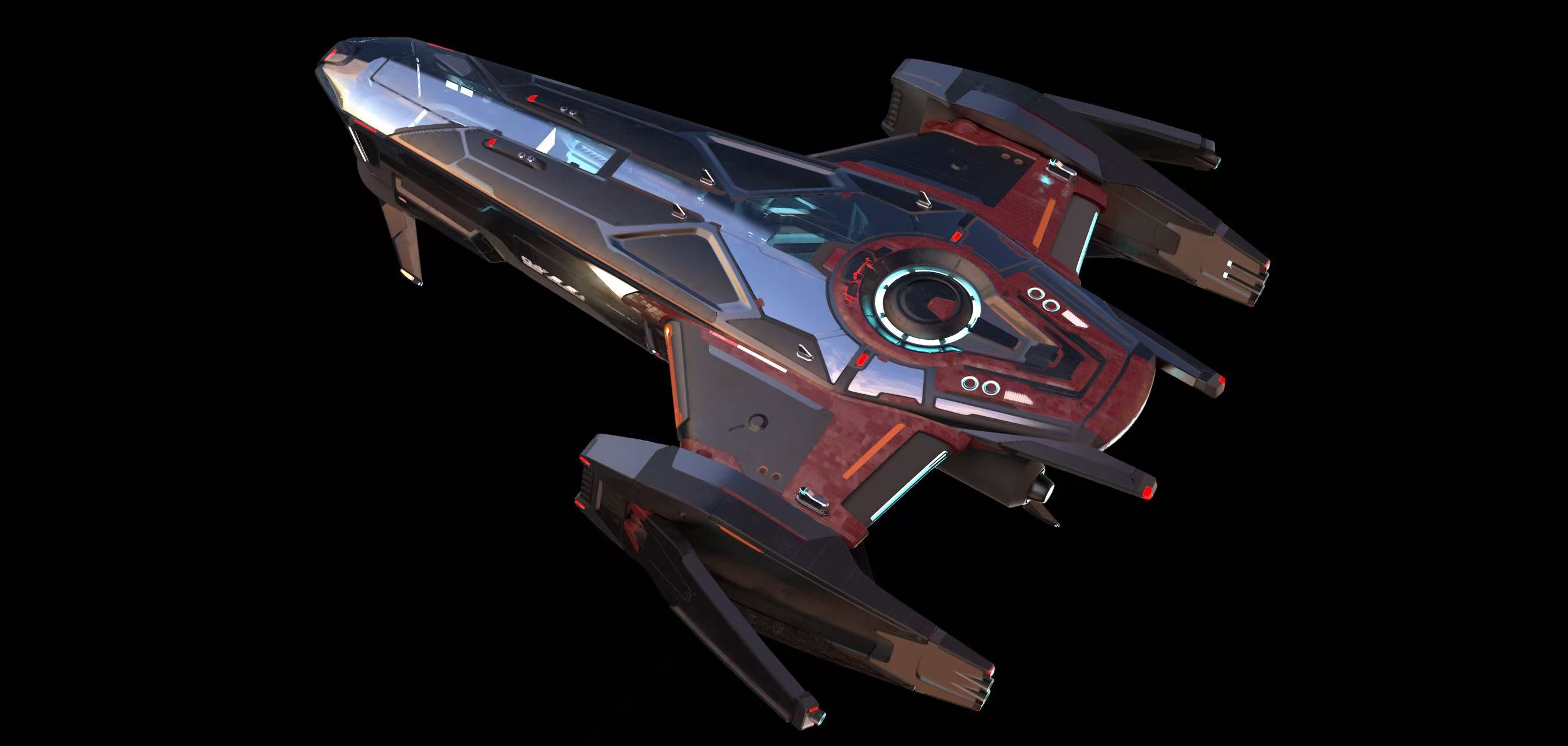 Sci-fi interceptor spacecraft 3D render