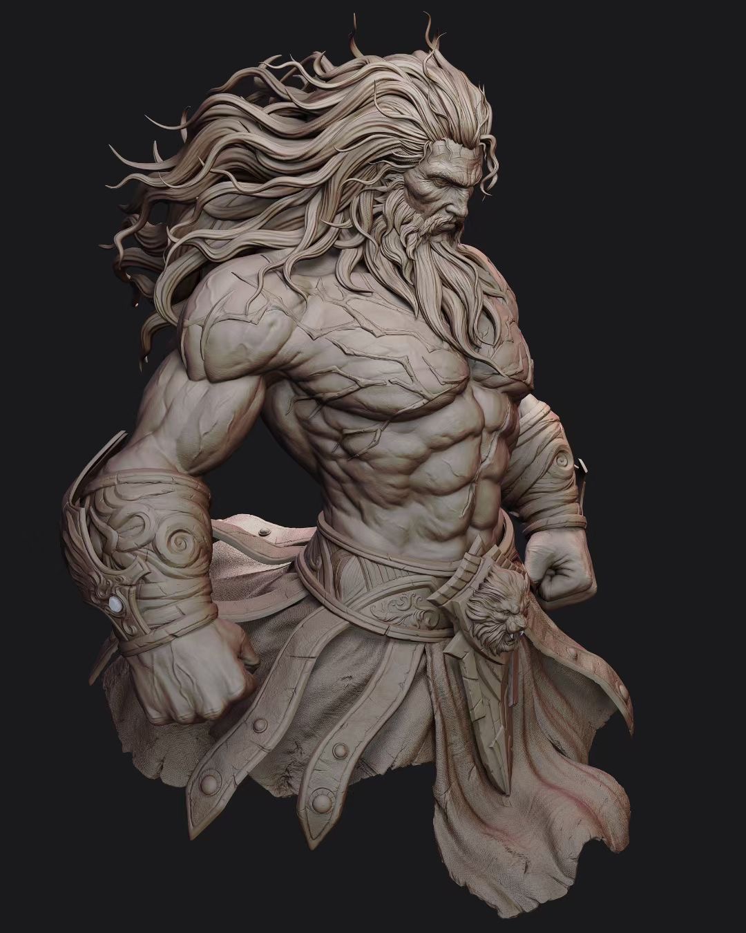 Ancient warrior sculpt detail