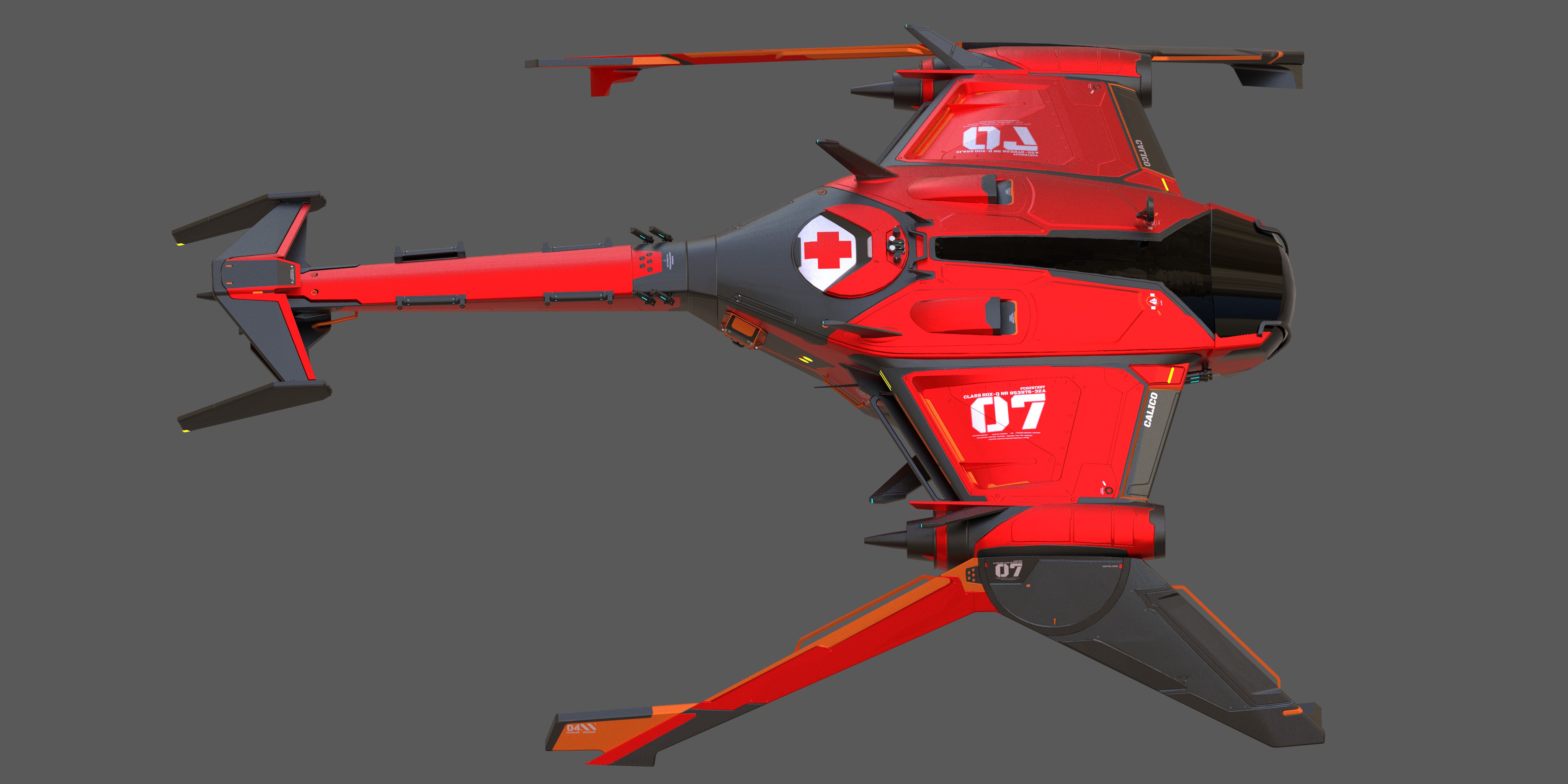 Medevac dropship hard-surface 3D model