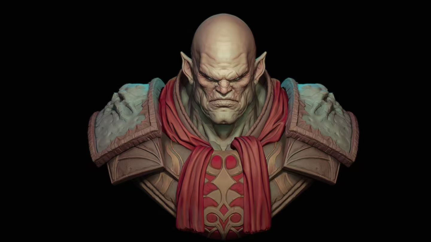 Orc warlord character bust 3D model