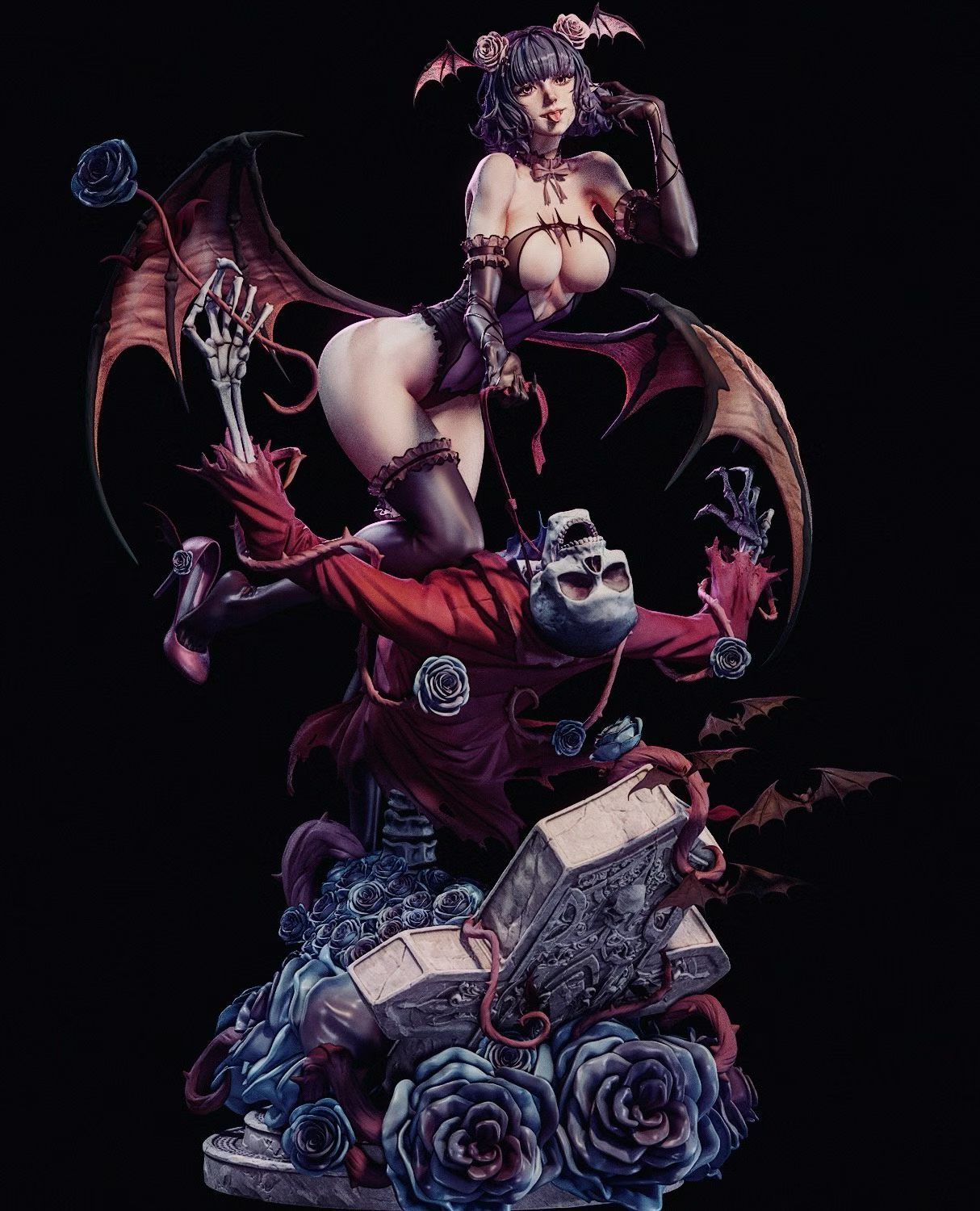 Rosebound Succubus gothic diorama 3D model