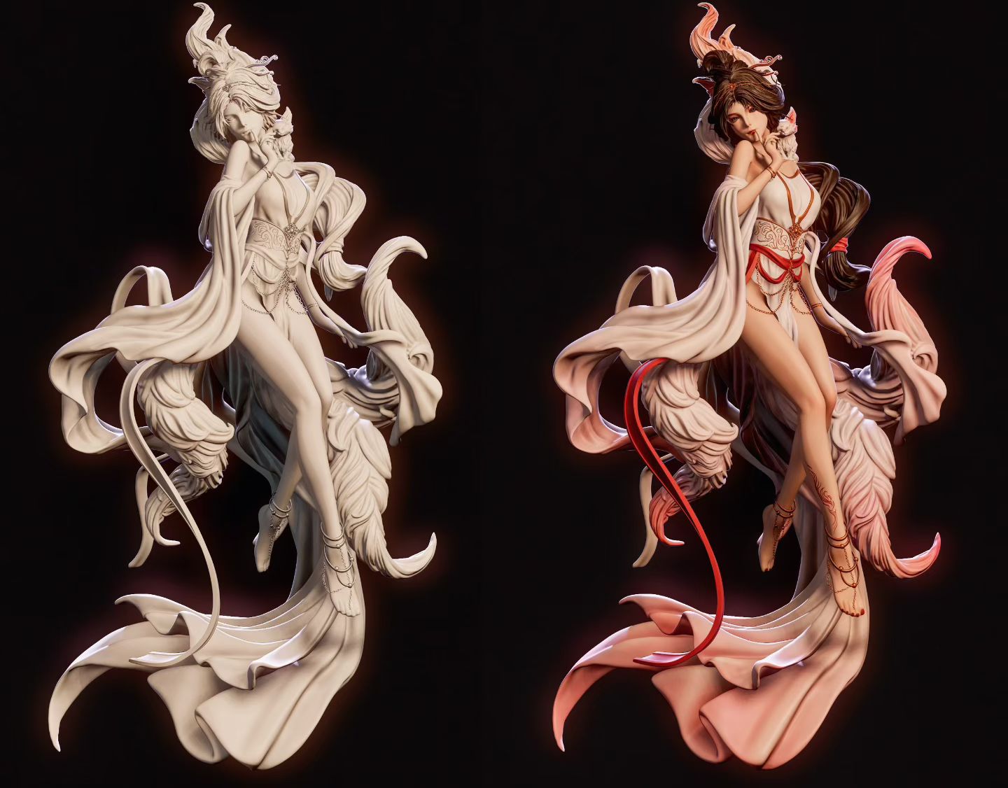 Fox Spirit Oracle sculpt-to-render 3D model