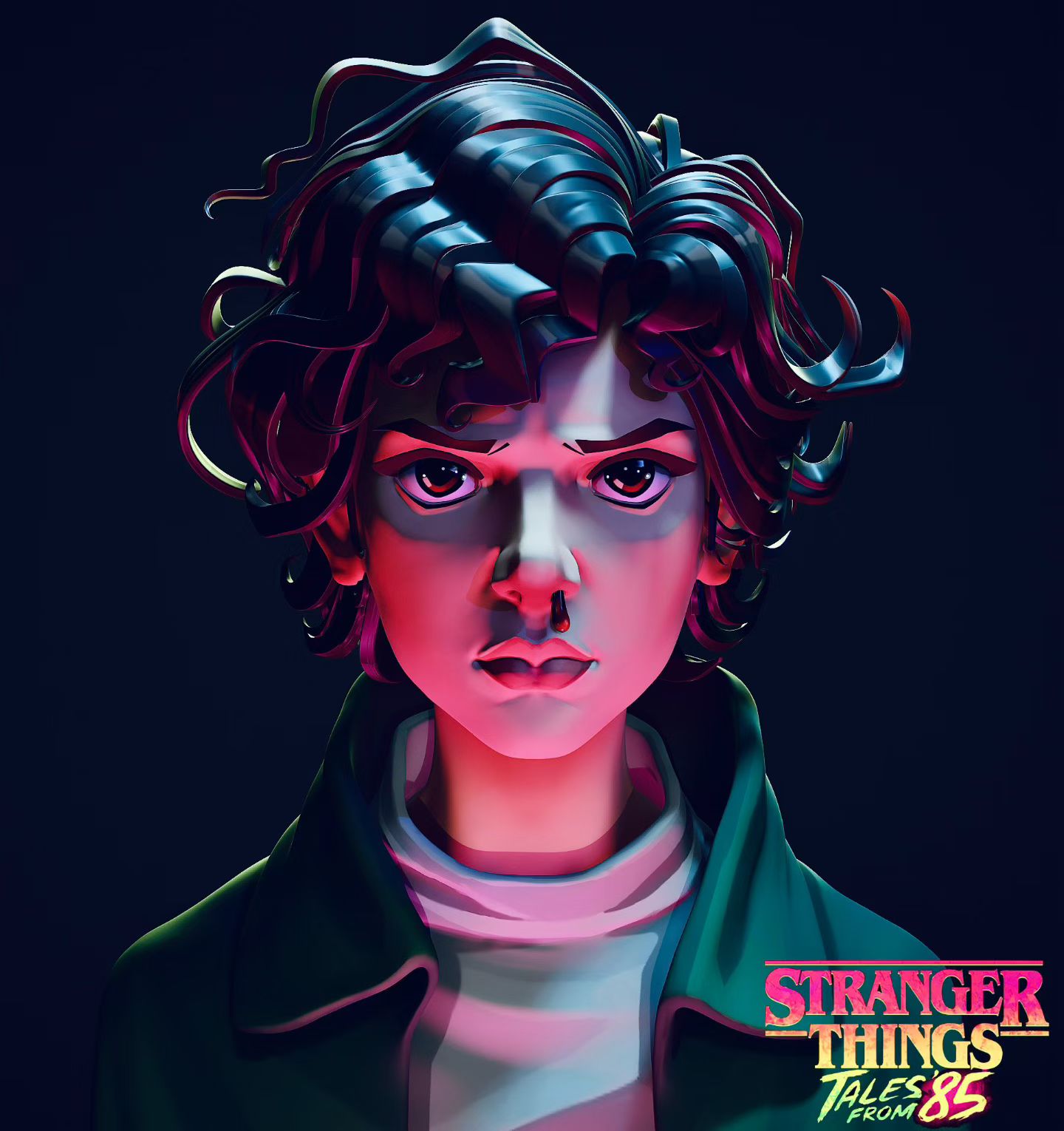 Neon Portrait stylized 3D head