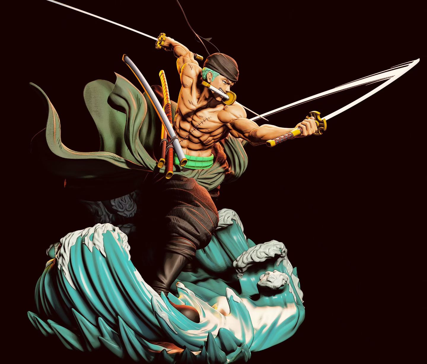 Triple-Blade Ronin action 3D render