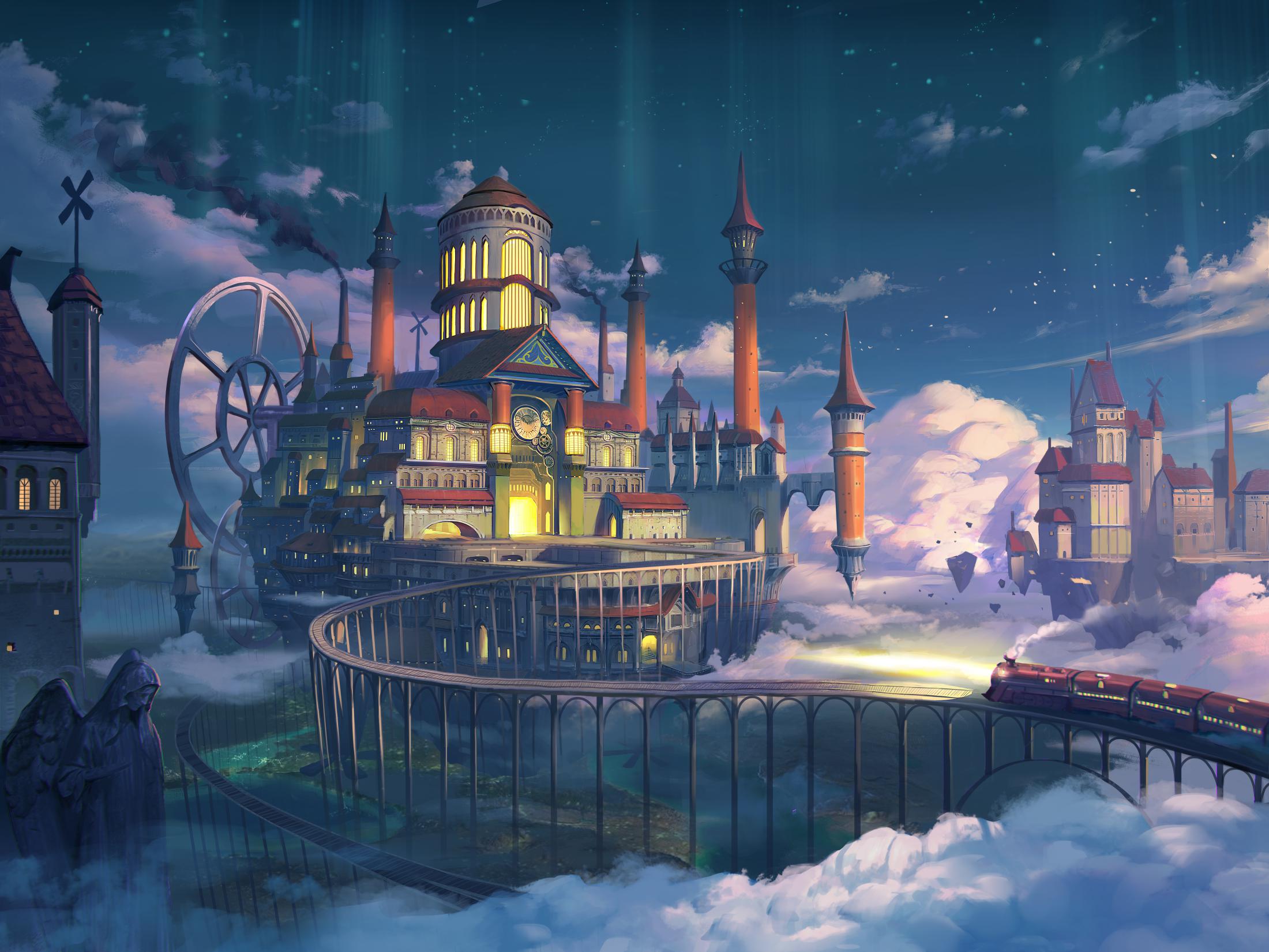 Skyrail city environment concept artwork